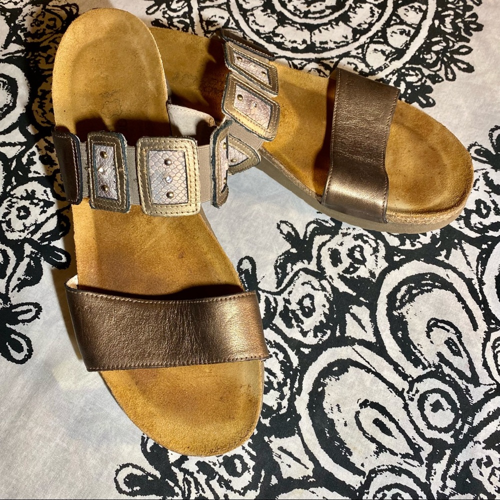 Bronze Leather Naot Slide Sandals EU 41